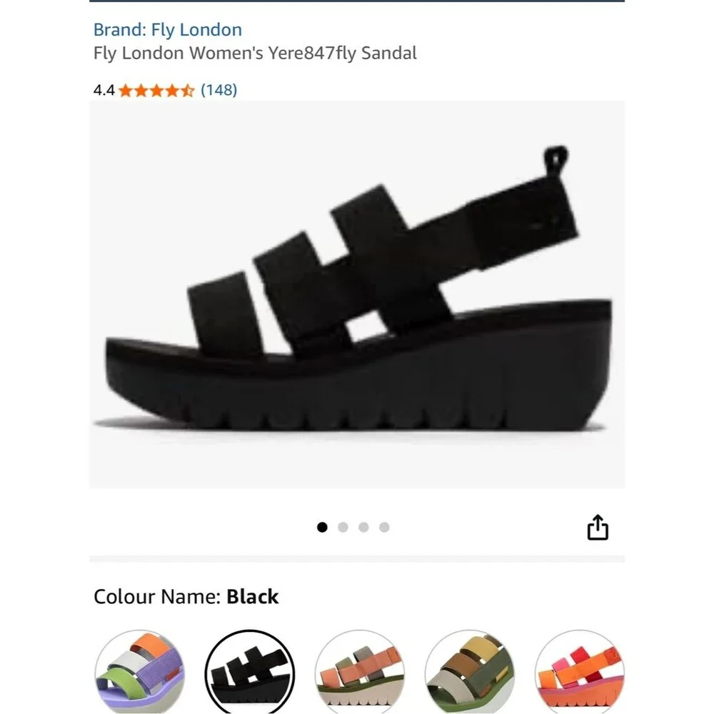 Fly London Women's Yere847fly Sandal Black chunky platform Slide Sandals 9/9.5